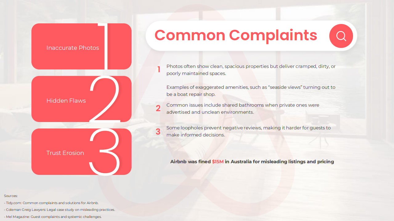 Breakdown of the most common Airbnb complaints