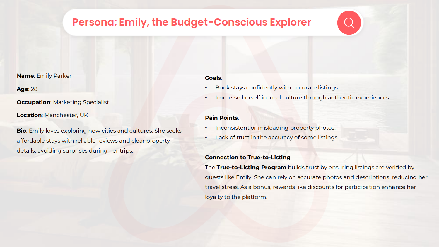 User persona for the Airbnb True-to-Listing Program